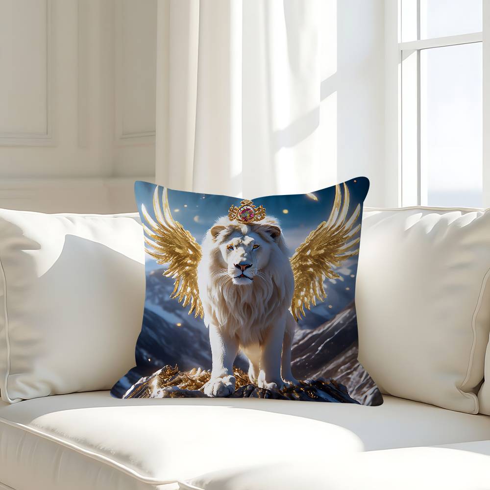 

Black Gold Eagle Lion Pillowcase Toon Gift Cushion Cover Bedroom Home Sofa Chair Seat Decor Pillow Case 16x16Inch