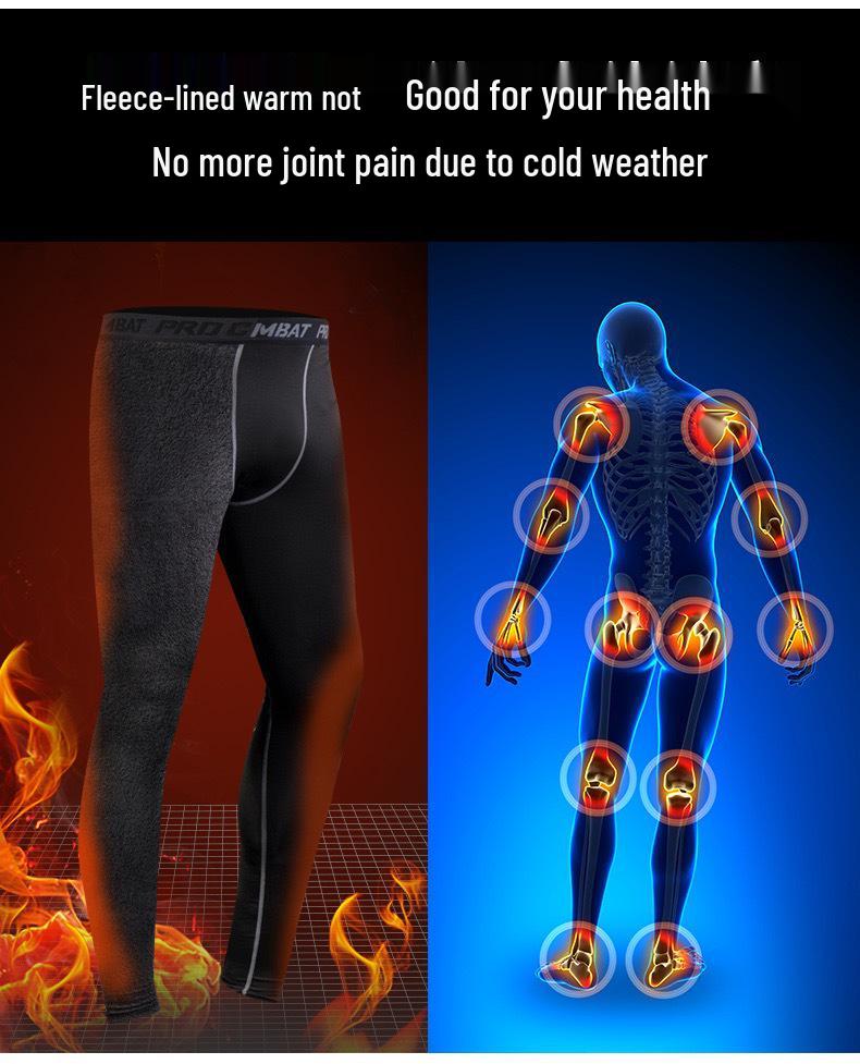 Men's Fleece-Lined Sports Tights: Warm, High-Elasticity, Quick-Dry Base Layer for Running, Basketball, and Training.