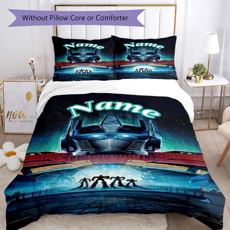 Transformers Fans (3) Customize Your Name Bedding Set Breathable Duvet Cover with Pillowcases Home Decoration Birthday Gift