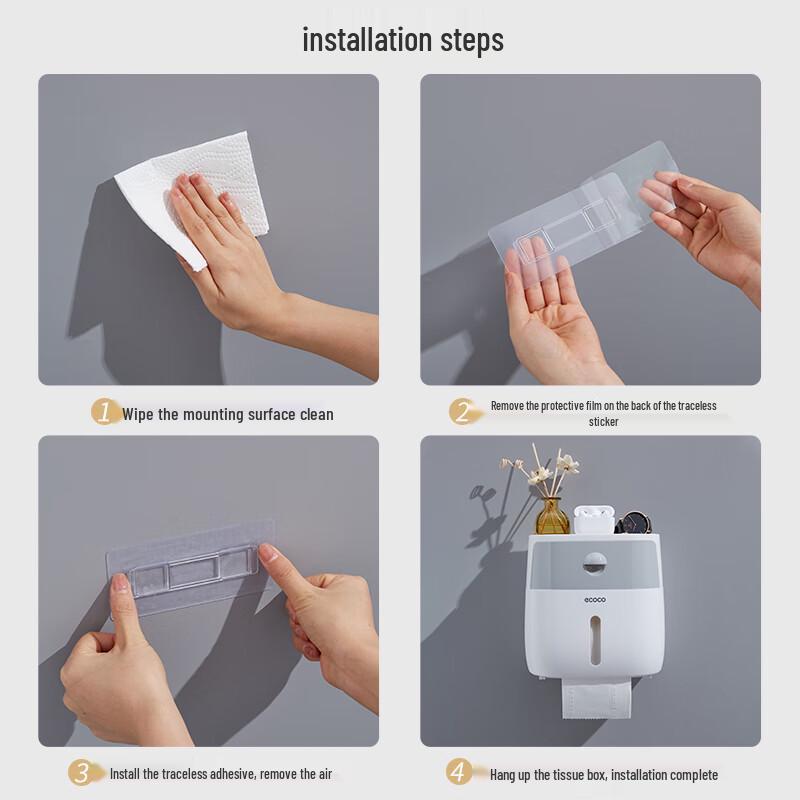 ecoco Wandmontierte Badezimmer-Taschentuchbox mit Aufbewahrung