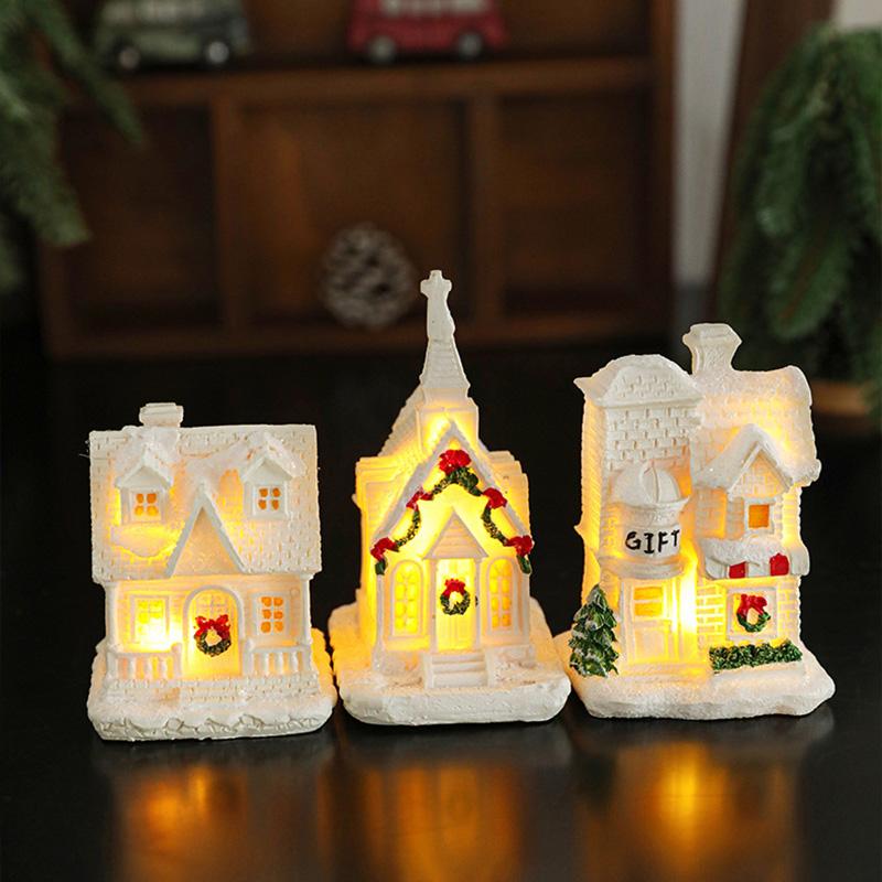 Christmas Home Decoration Xmas Desk Accessories House Micro Landscape Santa Claus Figure Christmas Gift for Women Girls