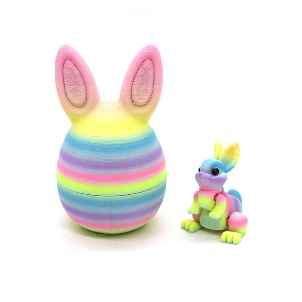 Easter 3D Printed Rabbit & Egg Ornaments - Movable Model Toys