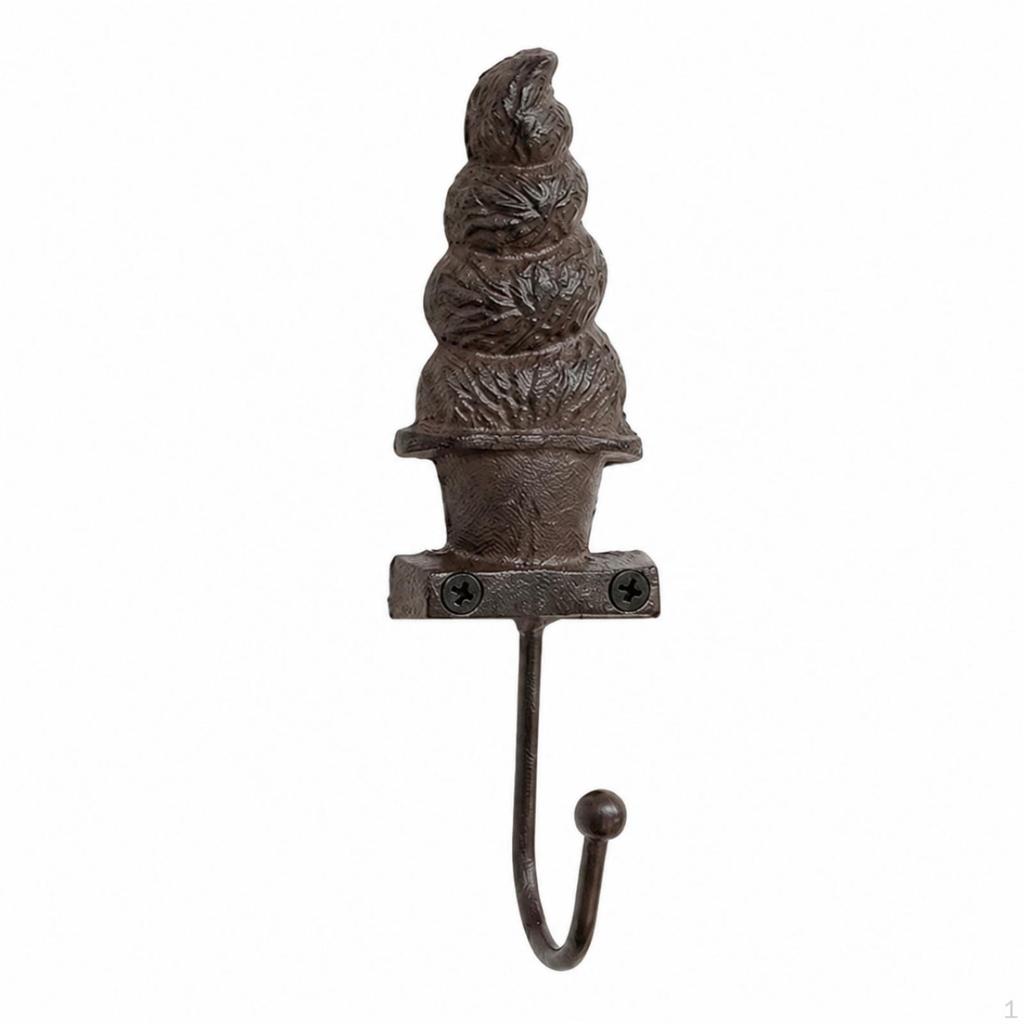 Rustic Hook with Mounting Screws Heavy Duty Cast Iron Vintage Decorative Wall Hooks for