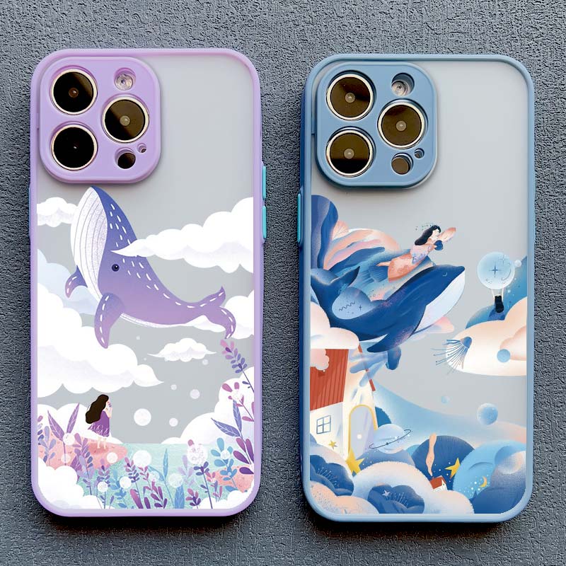 Whale Shockproof Funny Phone Case for iPhone 13 12 11 Pro Max Mini 16 15 14 Pro Max Plus X XR XS 7 8 Plus SE2 Back Cover Fundas
