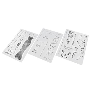 3 Piezas Sellos Transparentes Estampado Claro Pegado Repetido Fácil Uso Sello Transparente para Tarjetas Decoración