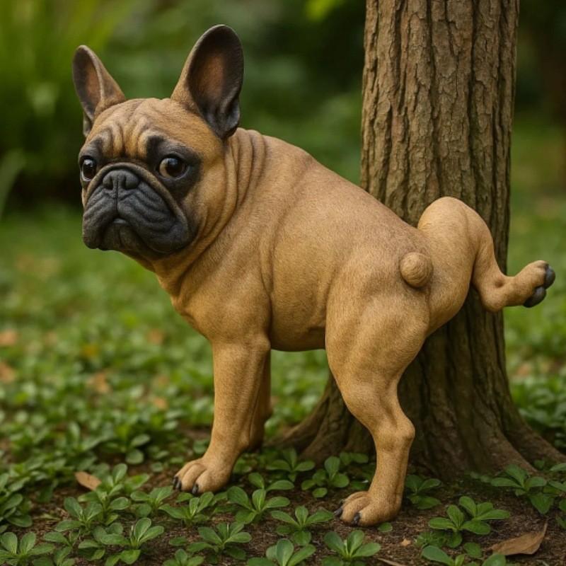 Statue de Bouledogue Français Drôle Créative Artisanat en Résine de Haute Qualité Décoration pour Jardin Extérieur Maison Patio Cour