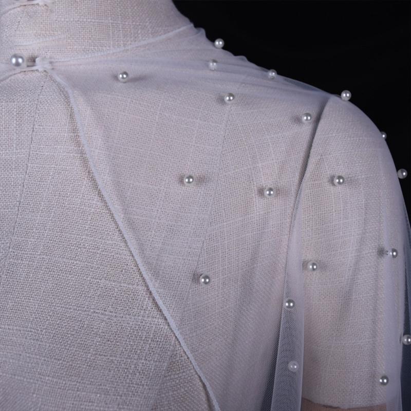 Adjustable False Sleeve Bridal Stole Elastic Mesh Wedding Accessory Pearls Embellishments Formal Wear