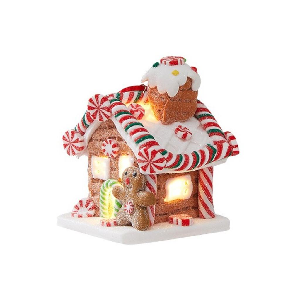 Christmas Decoration Glowing Cottage - Soft Clay Fairy Tale Gingerbread House, Festive Display for Home & Window Decor