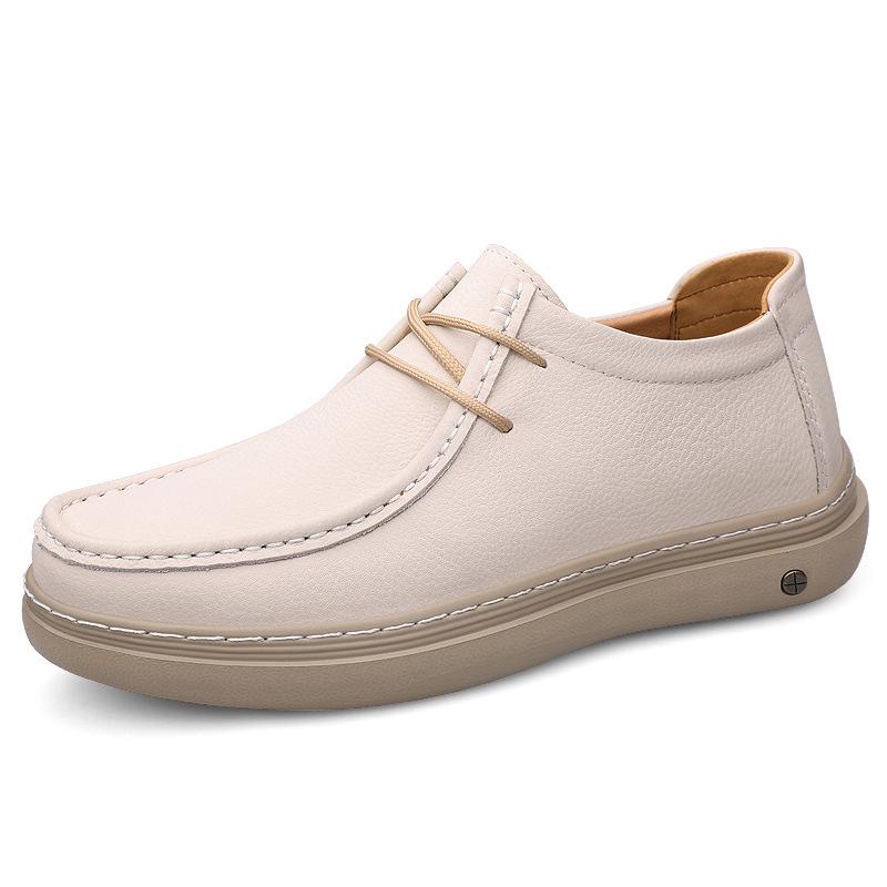 Men s Large Slip-on Leather Driving Loafers - Casual Moccasins 41 грязно-белый