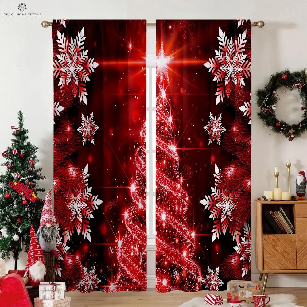Weihnachtsverdunkelung Dekorative Vorhänge, Kinderzimmer, Schlafzimmer, Wohnzimmer, Balkon, Kann angepasst werden, 2 Stück