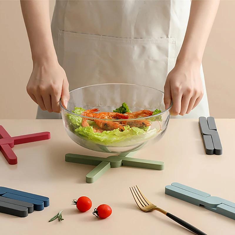 X-Shaped Foldable Tripod Mat Silicone Heat Table Mat Resistant Pad Foldable Non-Slip Pot Pan Mat Kitchen Accessorie Coaster