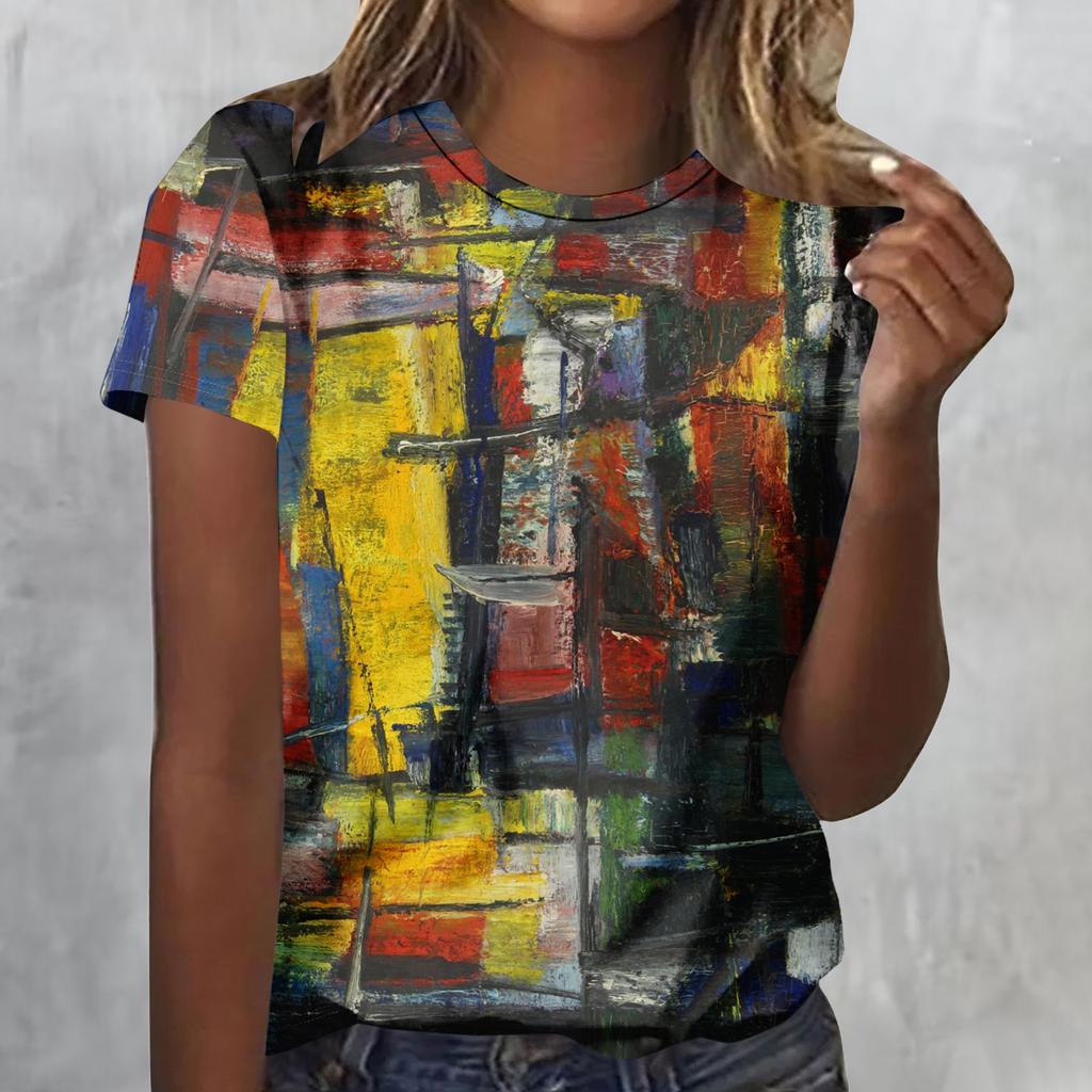 Vintage Oil Painting 3D Print T-Shirts Women Casual O-Neck Short Sleeve T Shirt Harajuku Tees Streetwear Y2k Top Female Clothing