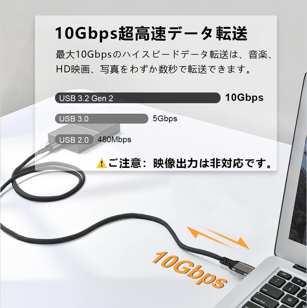 USB Type C Cable 2m Gen2 10Gbps Data Transfer 60W Charging To Nylon Braided High Durability Compatible with and Game Consoles with USB Type C
