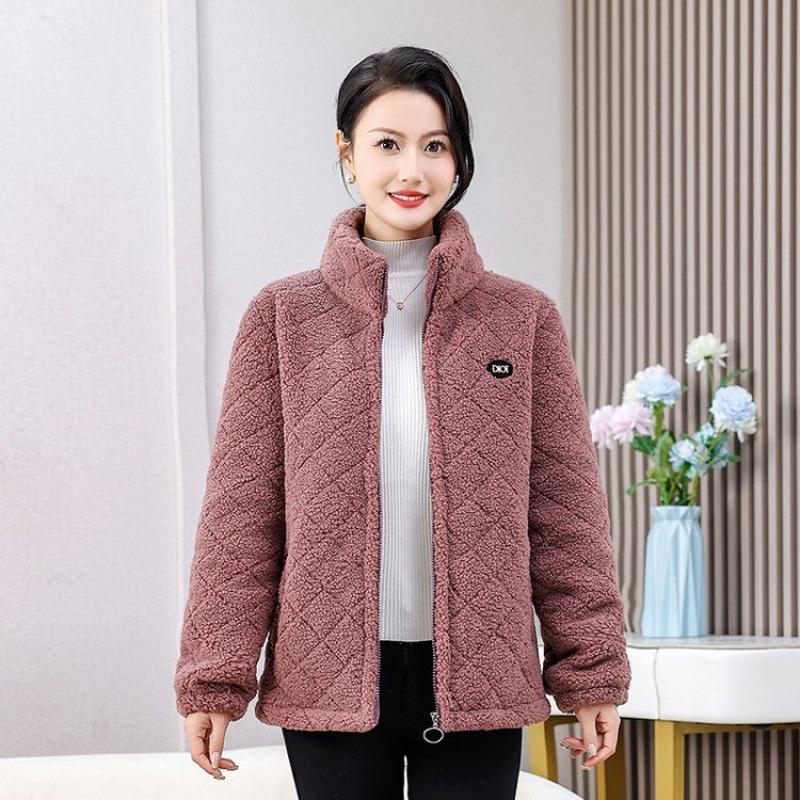 Middle-aged granular jacket winter new winter cotton-padded jacket piled and thickened warm cotton-padded jacket women