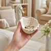 Jewelry Organizer Holder, Seahorse Shape Storage Tray, with Wave Shell 3D Printed Tray Groove Design, for Rings Necklaces Earrings Dressing Table