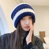 Für gestreifte Kappe Koreanische Beanie Damen Winter Ohrenschutz Skullies Mütze Mode Warm Verdickt Wolle Gestrickte Mützen