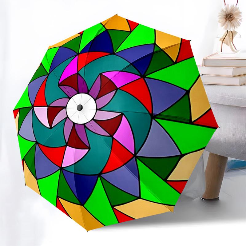 1pc Colorful Mandala Pattern Automatic Opening/Closing Umbrella with Convenient Three-Fold Design, 8-Bone Iron Frame Outdoor Umbrella - Perfect Gift f