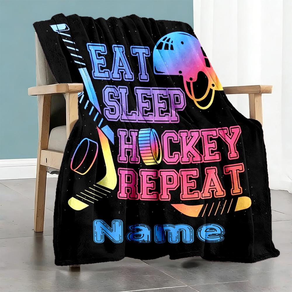 Hockey Enthusiast993 Personalized Name Blanket Lightweight Personalized Blanket Comfortable Suitable for Seaside Bed Chair Livingroom for All Occasion