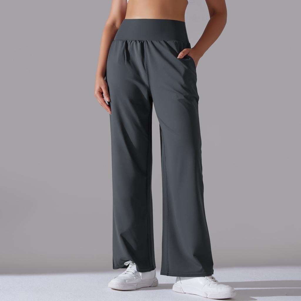 Nude Sense of High-waisted Yoga Exercise Wide-legged Pants Small People Show High Draping Sense of Straight Breathable Sweat Yoga Pants
