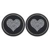 2pcs Car Coaster Diamond Heart Shape Water Cup Bottle Holder Anti-slip Pad Silica Gel Waterproof Mat Car Interior