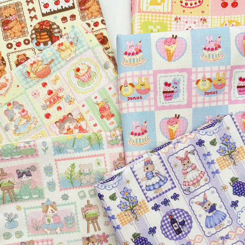 0.5m/1m/2m Encrypt Cotton Linen Patchwork Plaid Printed Fabric for Decorative Cloth Sofa Cover Handmade DIY Sewing Fabrics