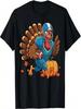 Turkey Playing Football Thanksgiving Football Player Boy Men T-Shirt