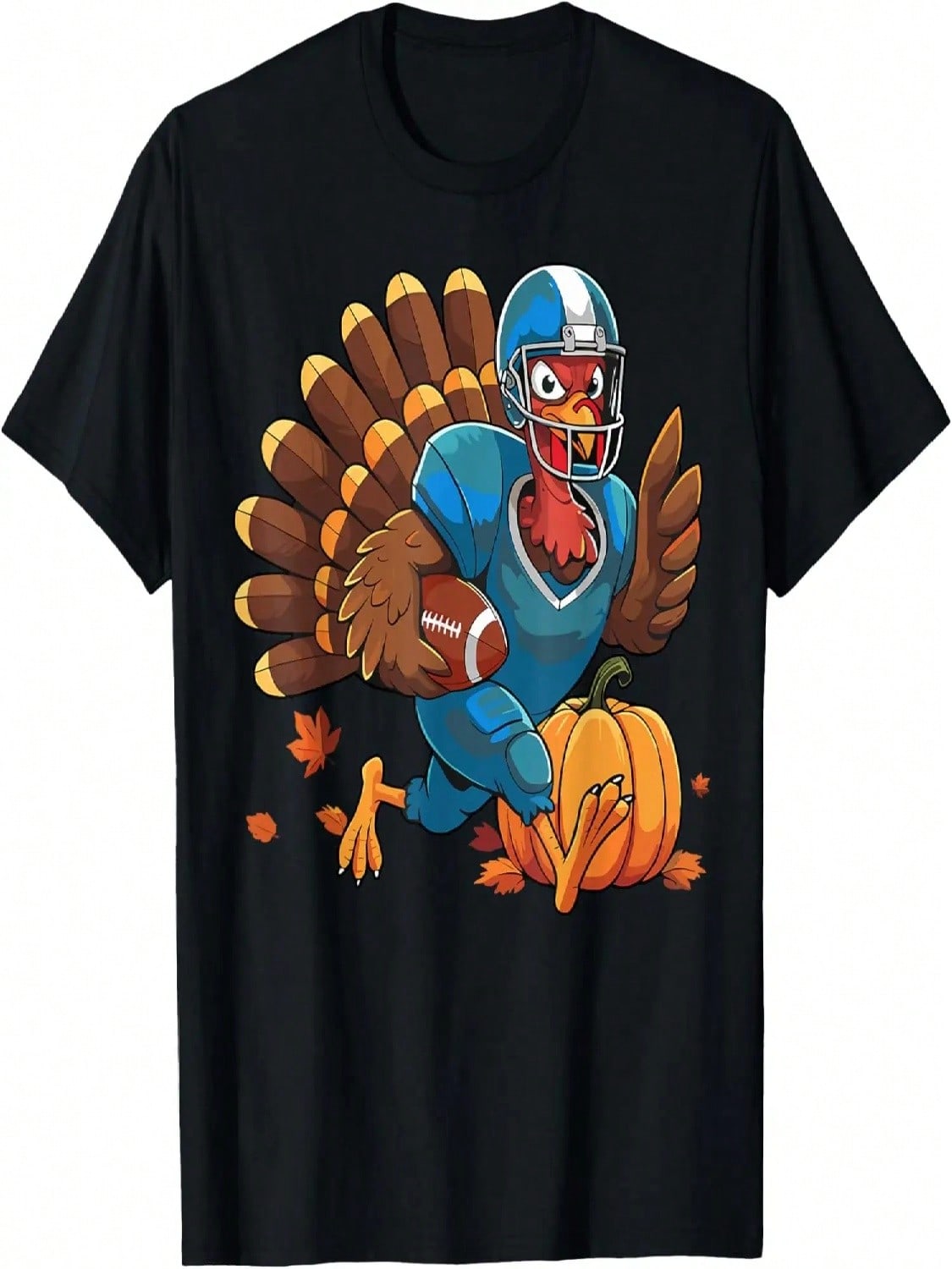 Turkey Playing Football Thanksgiving Football Player Boy Men T-Shirt S разноцветный