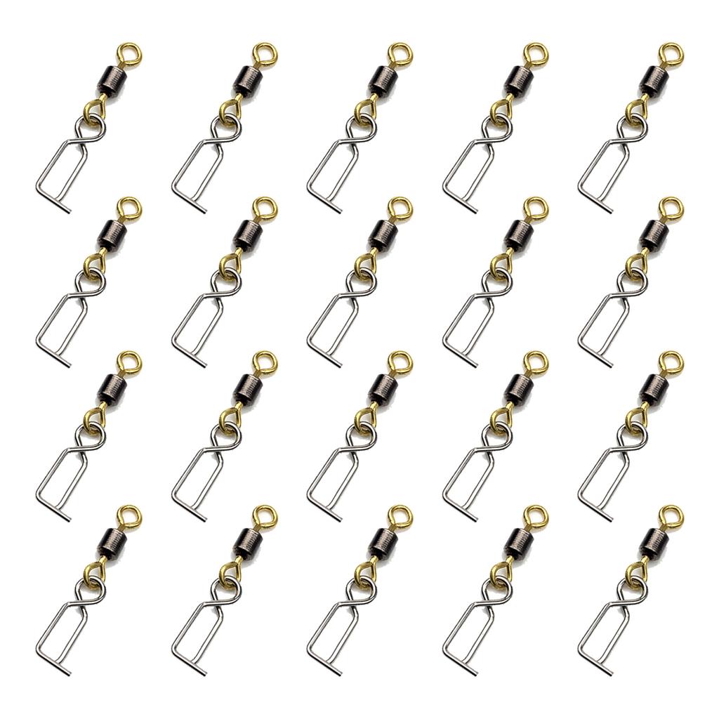 20pcs Fast Lock Clips Swivels Fishing Swivel Clips for Squid Jig Quick Change Clips Tackle Snap Connector Fishing Tool