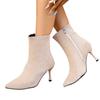 Women's Plus Size Boots with Side Zipper, Pointed Toe Heel Casual Fashion Short Boots