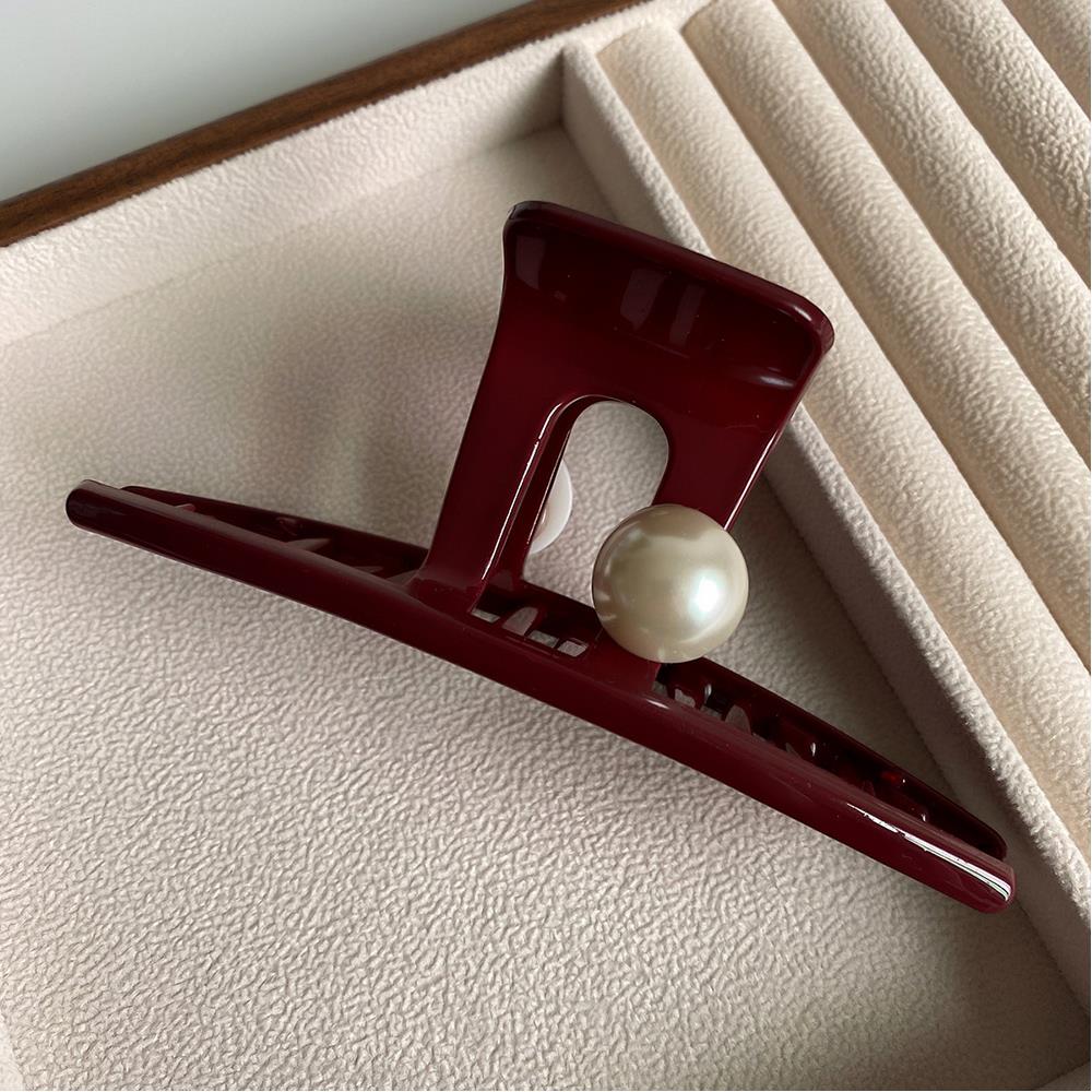 Kunststoff Rote Haarklammer Damen Mädchen Groß Geometrisch Acryl Krabbe Haarspange Elegant Haarspangen Clip Weibliche Mode Haaraccessoires