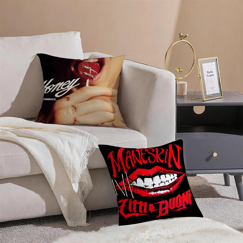 Bold Italian Rock Band MManeskin Cushion Cover Pillowcase Short Plush Invisible zipper Room Sofa Cushion Cover