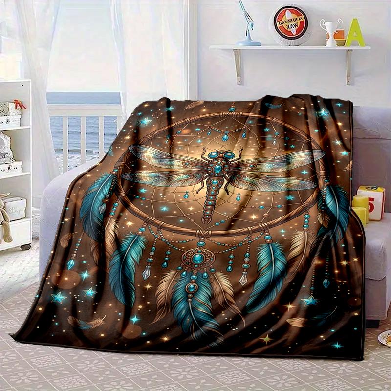 Dreamcatcher Dragonfly Music Feathers Blanket Flannel Blanket Throw Blanket Sofa Cover Blanket Soft Premium Blanket Picnic Blanket Tv Blanket Gifts