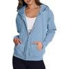 Cool Zippered Solid Color Heading Women Posted Sweatshirt Long Sleeve Casual Fashion