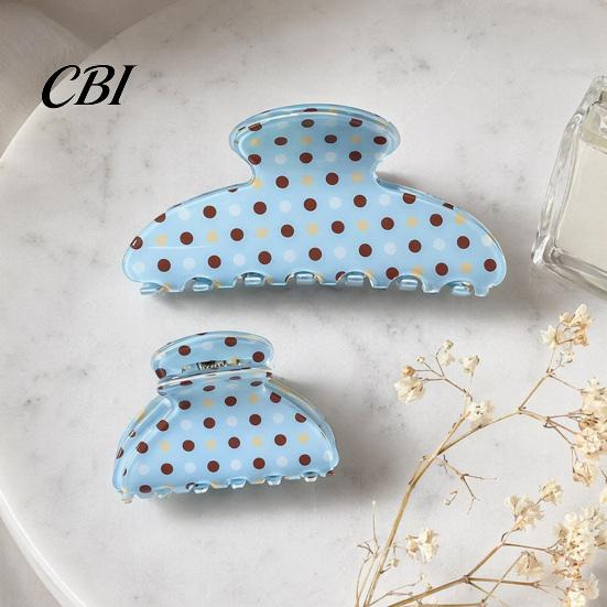Sturdy Hair Claw Clip Back Head Claw, Strong Bite Force Clip, Dot Print Large for Women Anti-Slip Teeth Accessory Daily Wear Metal Spring