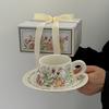 Retro Niche Iris Ceramic Coffee Cup, British Flower Tea Cup Pot Set, High-Value Girls' Souvenir