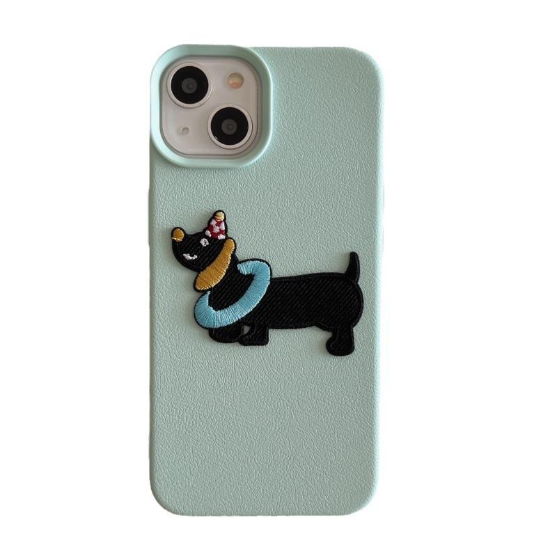

Тривимірна вишивка Такса для мобільного телефону чохол для iPhone 16 14promax візерунок Лічі для iPhone 13/12/15 For Apple 11promaxx