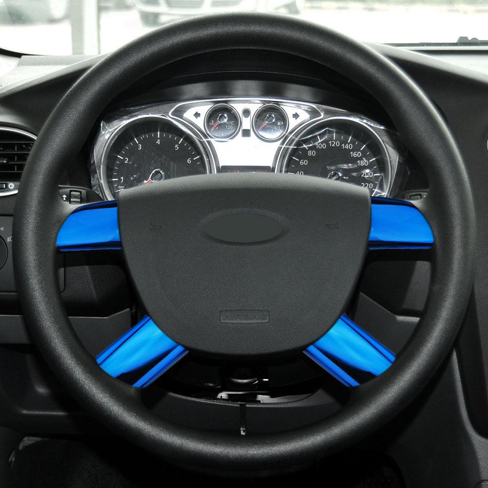 4 Stück Edelstahl Auto Lenkrad Panel Pailletten Abdeckung Zierleiste Aufkleber für Ford Focus 2 Mk2 2005 - 2012 Zubehör