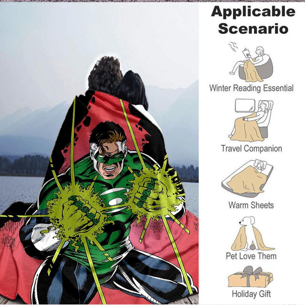 1pc Green Lantern Ring Blanket Polyester Fiber, All Season Comfort for Sofa, Bed, Office, Car, Camping Ideal Home Decor & Gift, Office Comfort