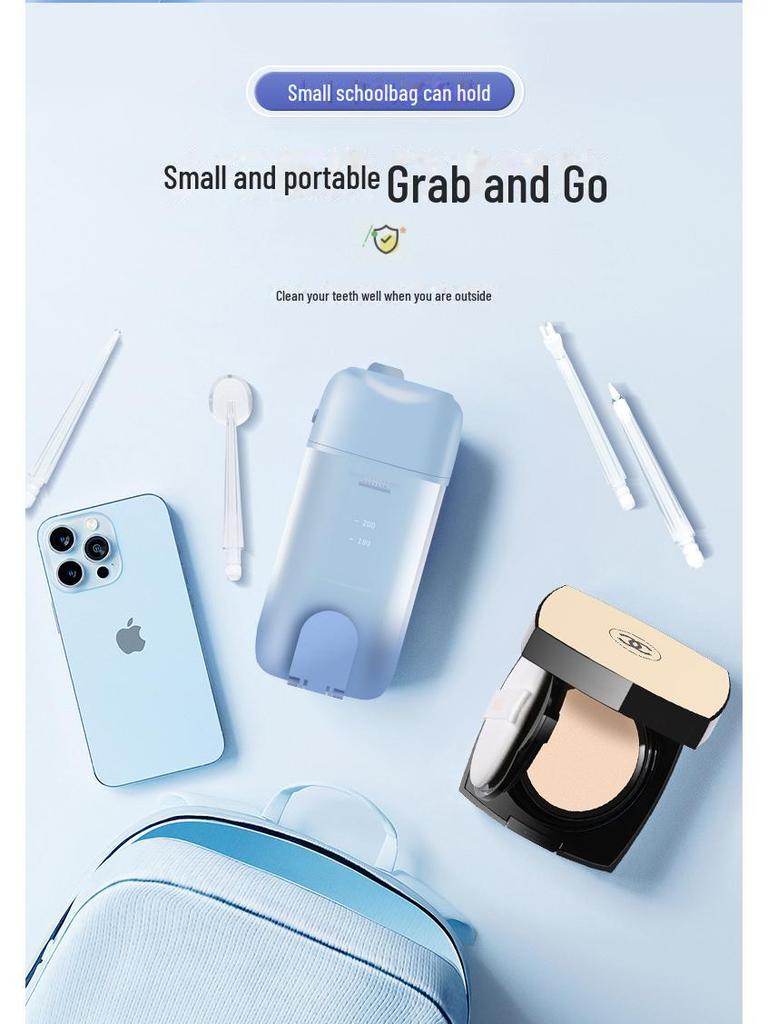 Portable Electric Ultrasonic Water Flosser with Telescopic Tank - Waterproof Oral Cleaner and Tartar Remover