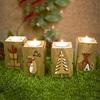 Candlestick Candle Holder Wooden Candelabrum Christmas Mini Creative Beautiful Table Santa Claus