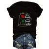 Womens Oversized Letter Floral Print Tee Round Neck Short Sleeve Fashion Casual Top