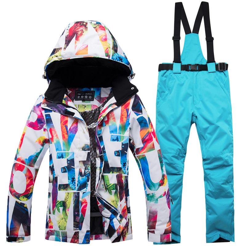 Winter Outdoor Ski Suit, Women's Thermal Snowboard and Snowboard Ski Pants Suit.