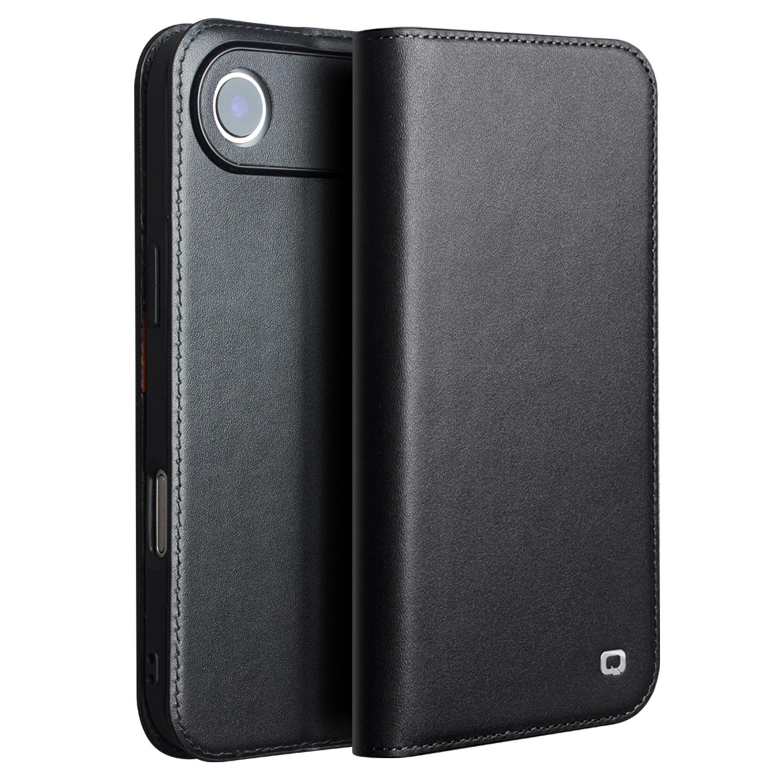 

QIALINO For iPhone 17 Air Case Wallet Flip Stand Phone Cover Genuine Cow Leather Black