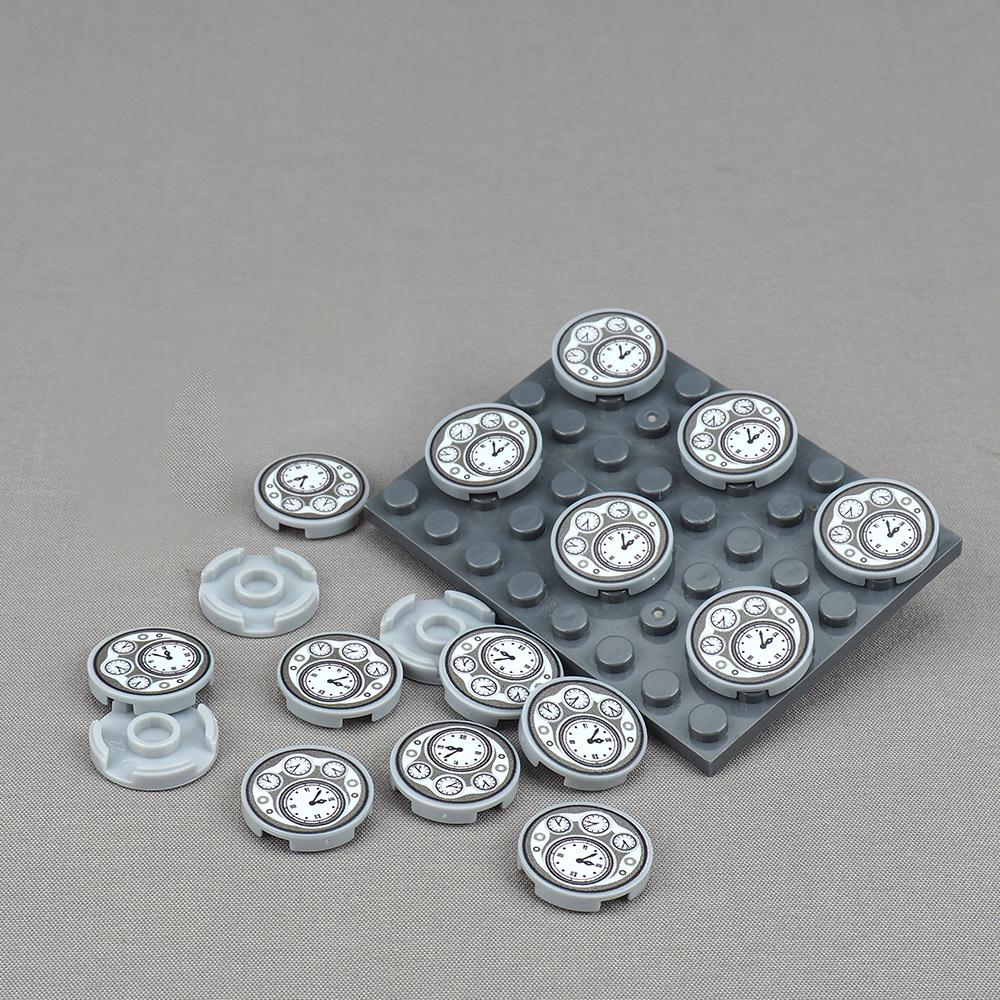 MOC 10PCS Printed 14769pb133 2X2 Difference Clocks Face Time Pointer Pattern Building Block Kit 14769 Particle Toy Children Gift