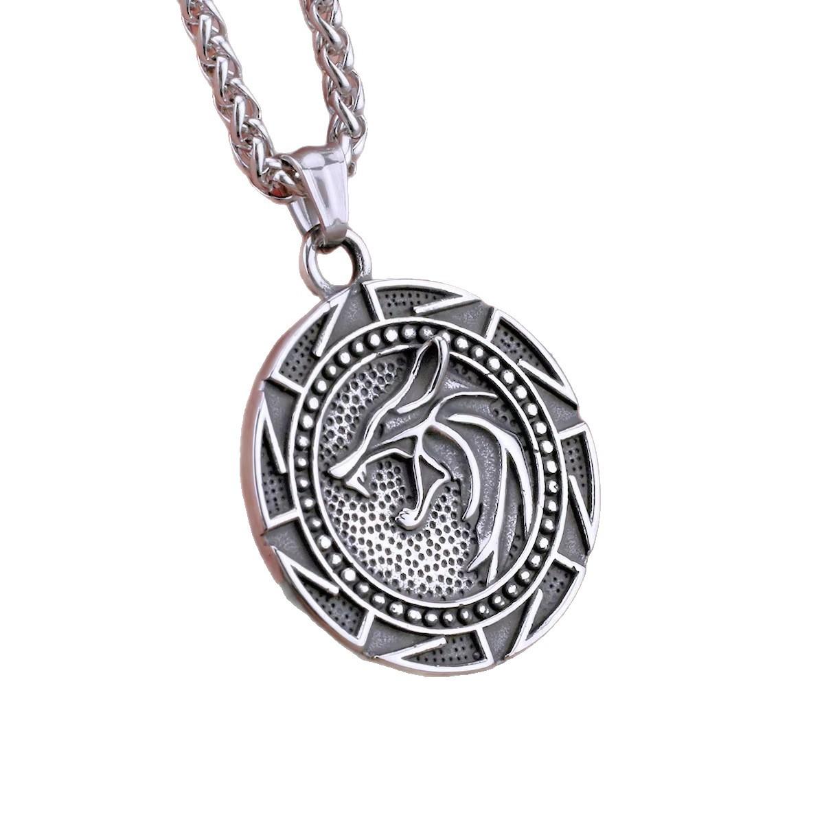 Нержавеющая сталь Викинги Руны Кулон Ожерелье Норвежский Стиль Украшения Для Мужчин