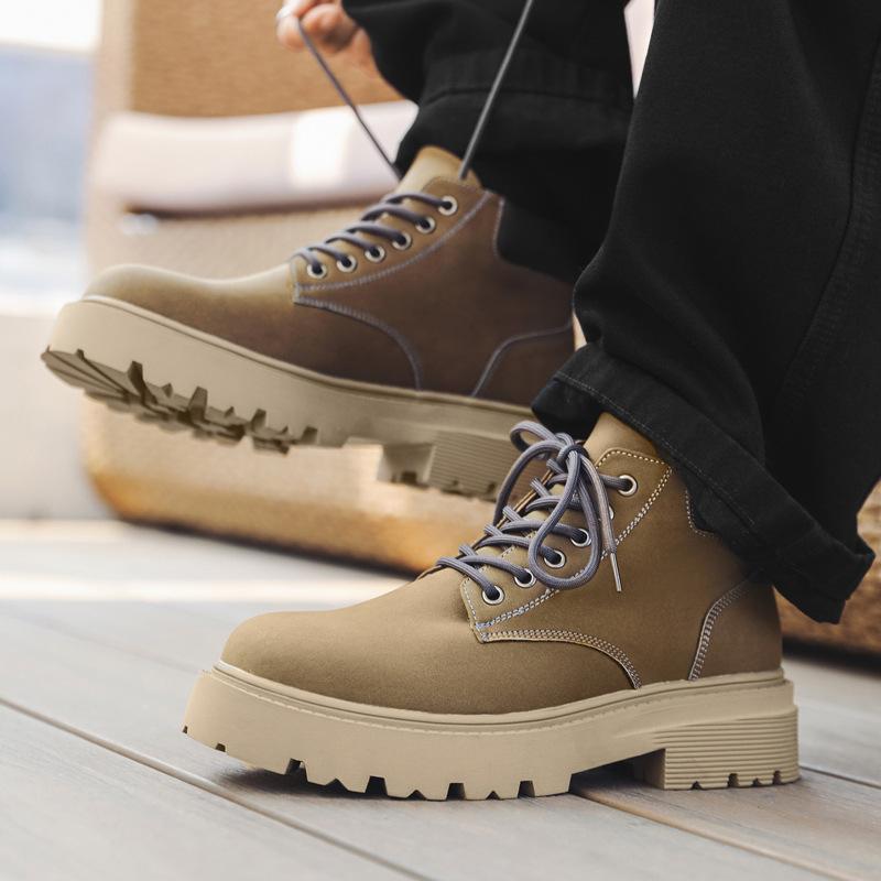 European Station Classic Yellow Boots Men'S Thick-Soled British Style Martin Boots High-Top Tooling Boots Internet Celebrity 5599-T