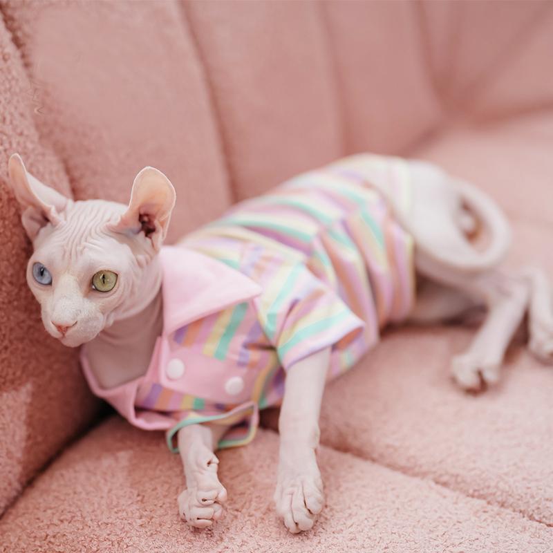 Summer Cotton Pet Cat Clothes for Cats Gotas Mascotas Clothing Sweet Stripe Puppy Sphynx Cat Katten Vest Shirt Ubranie Dla Kota