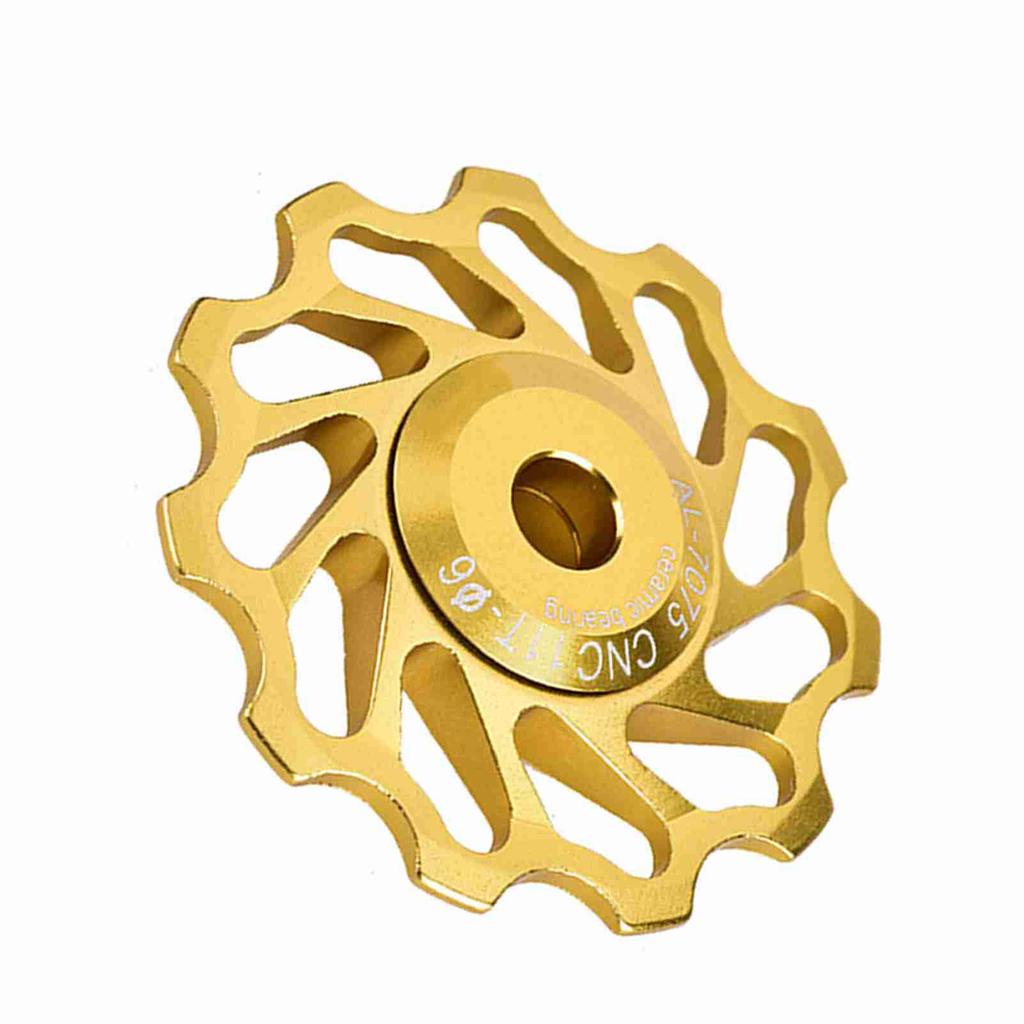 1 Pair Ceramic Bearing Rear Pulley Wheel Bike Roller (11T, Black)