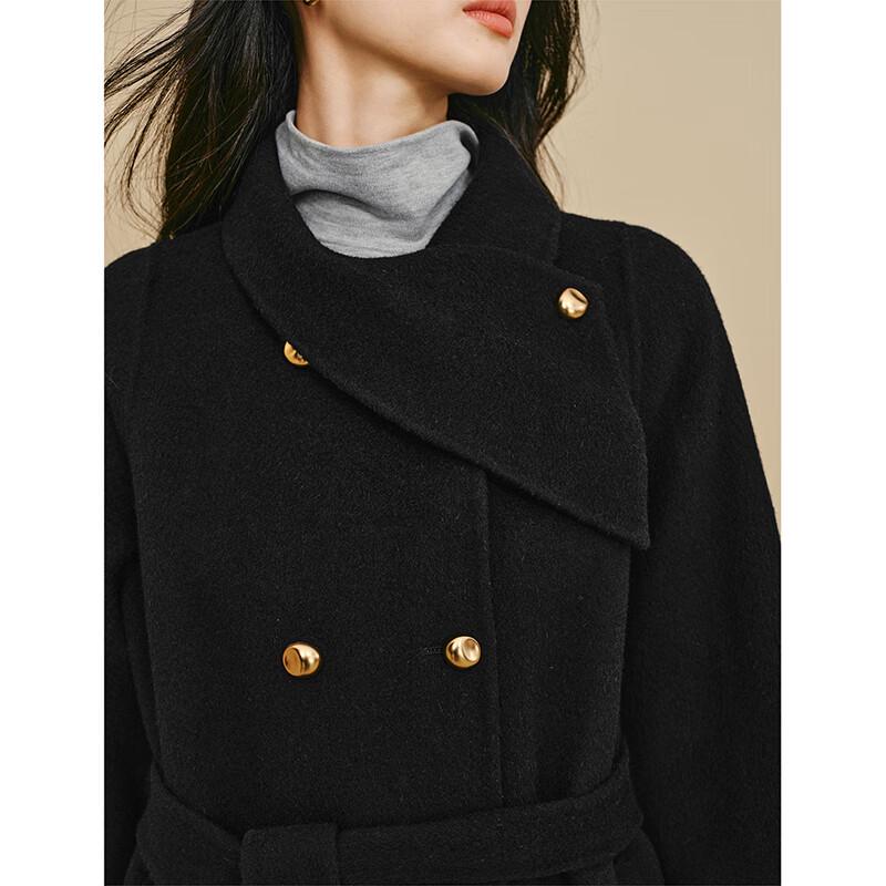 INMAN Women's 2025 Winter Pure Wool Double-faced Scarf Collar Coat