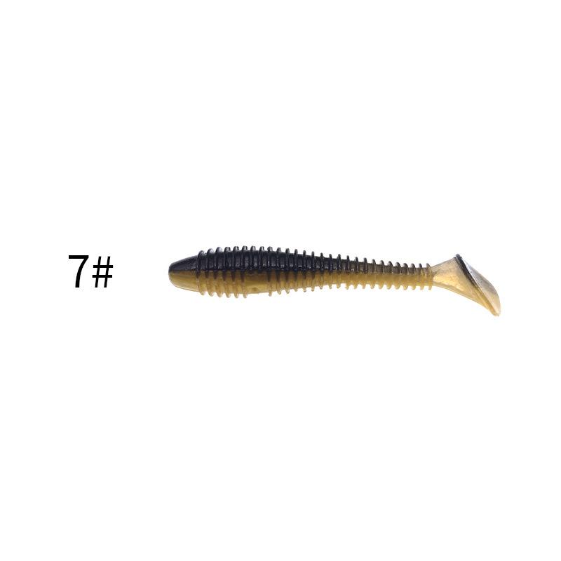Dvoubarevná měkká nástraha červ s T-ocasem pro rybu Topmouth Culter, slaná a aromatizovaná sada imitací.
